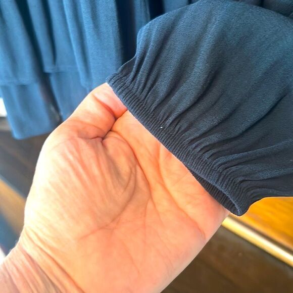 Loft Navy Blue Ruffle Hem Blouse - Picture 3 of 6